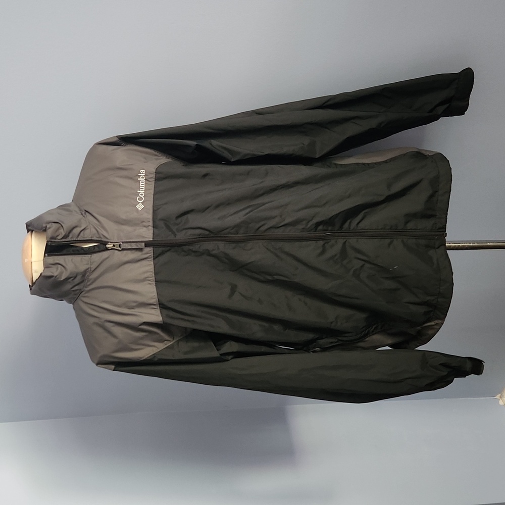 Columbia black and gray hooded zip up windbreaker jacket medium